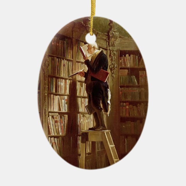 The Bookworm Ceramic Ornament (Front)