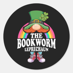 The Bookworm Leprechaun St Patricks Day Costume Classic Round Sticker