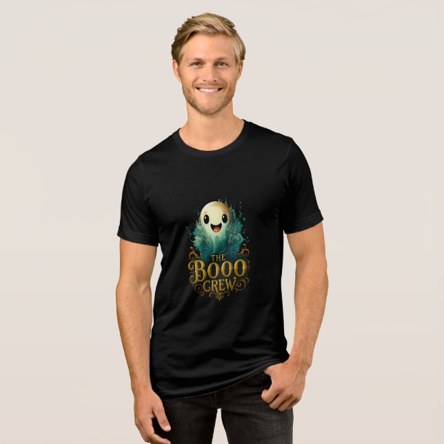 The Booo Crew Cute Ghost Design Tri-Blend Shirt (Front Full)