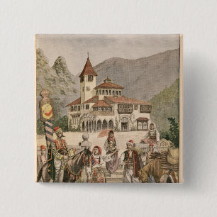 The Bosnian Pavilion at the Universal Exhibition 15 Cm Square Badge