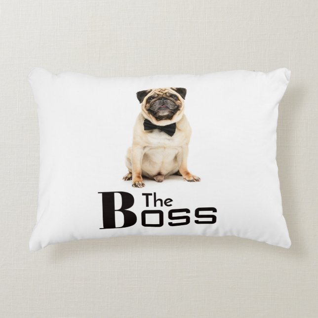 The Boss Accent Pillow with Pull Dog Design (Front)