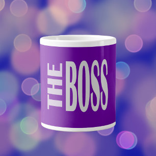 THE BOSS -  bold text - purple Large Coffee Mug
