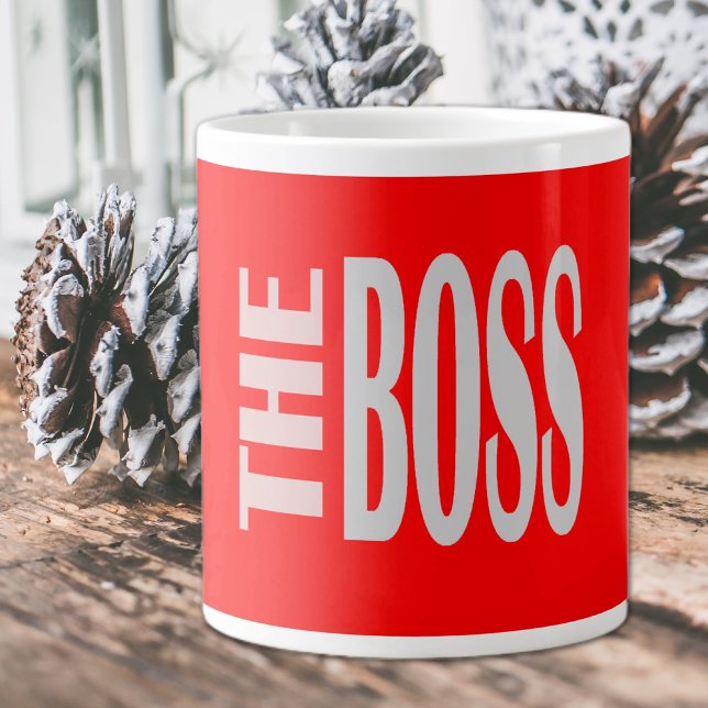 THE BOSS -  bold text - red  Giant Coffee Mug (Creator Uploaded)