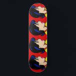 The Boss Comic Strip Skateboard<br><div class="desc">The Boss Comic Strip Skateboard design features a red background and a repeating drawing of an authoritative young woman with glossy black hair,  piercing eyes,  turned up nose and pink lips. Her yellow top and red collar are barely visible. She's not bossy! She's the boss!</div>