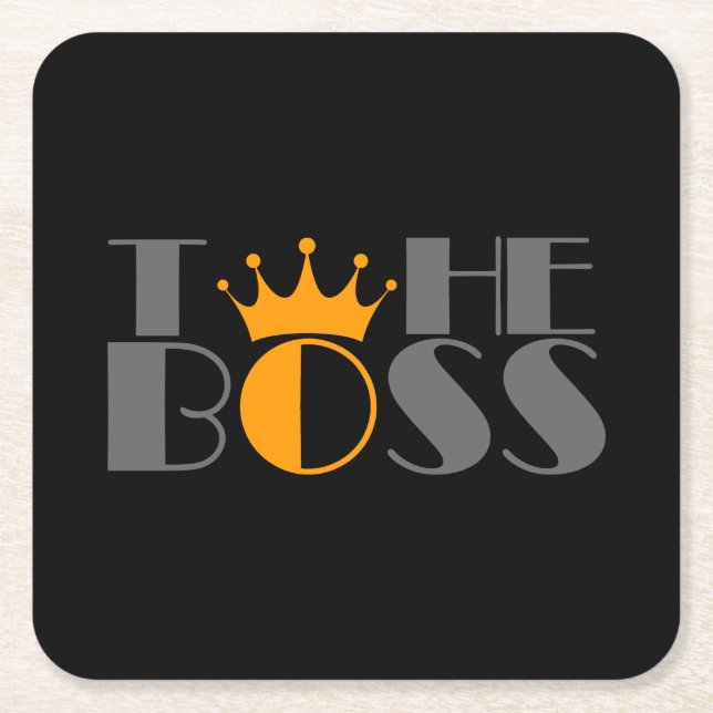 The Boss crown Square Paper Coaster (Front)