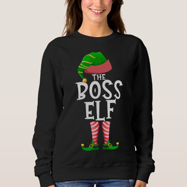 The Boss Elf Matching Family Group Christmas Party Sweatshirt (Front)