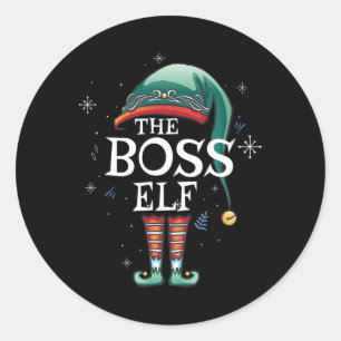 The Boss Elf Xmas Matching Elf Family For Christma Classic Round Sticker