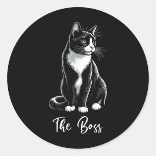 The Boss Tuxedo Cat Lover Kitten Tuxedo Cat Owner  Classic Round Sticker