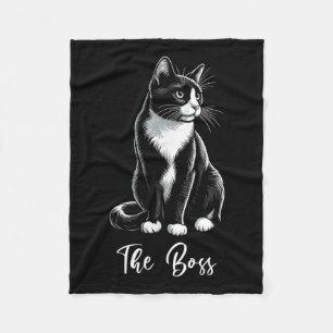 The Boss Tuxedo Cat Lover Kitten Tuxedo Cat Owner  Fleece Blanket
