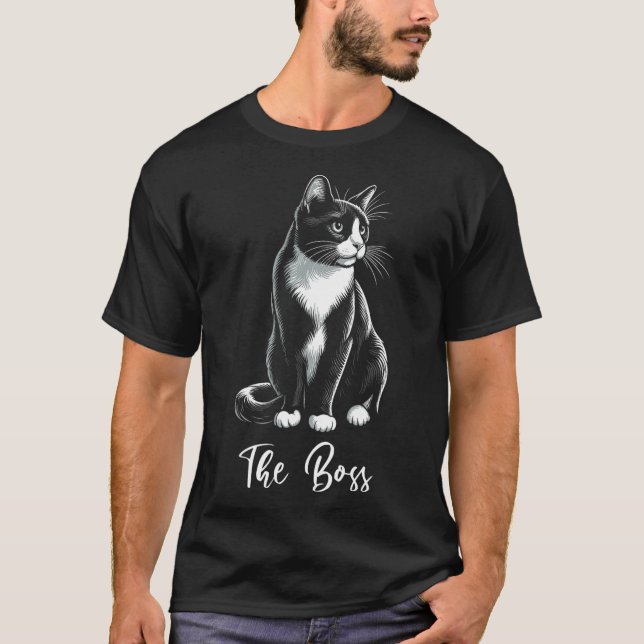The Boss Tuxedo Cat Lover Kitten Tuxedo Cat Owner  T-Shirt (Front)