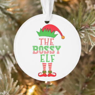 The Bossy Elf Christmas Family Matching Pajama Ornament