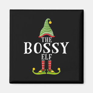 The Bossy Elf Funny Matching Pajama Xmas Magnet