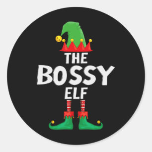 The Bossy Elf Matching Family Christmas Classic Round Sticker