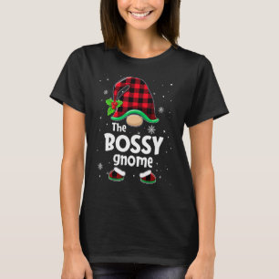 The Bossy Gnome Buffalo Plaid Christmas Matching F T-Shirt