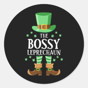 The Bossy Leprechaun St Patricks Day Family Matchi Classic Round Sticker