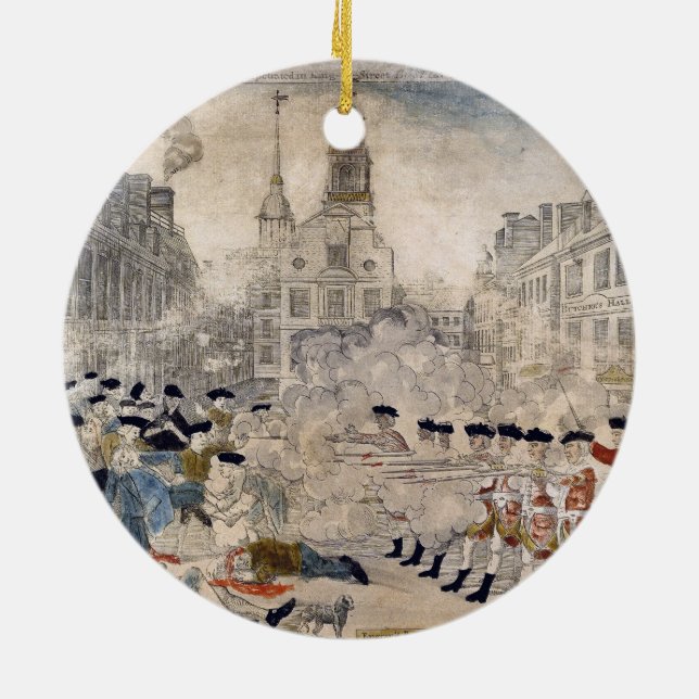 The Boston Massacre Paul Revere King Street  Ceramic Ornament (Back)