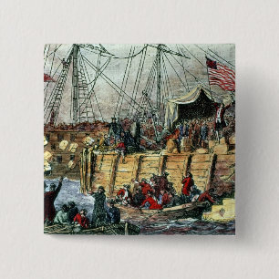 The Boston Tea Party, 16th December 1773 15 Cm Square Badge