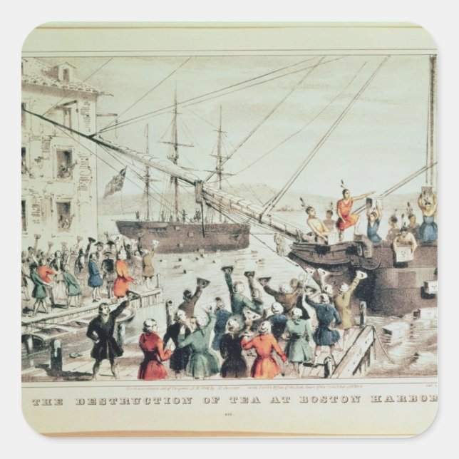 The Boston Tea Party, 1846 Square Sticker (Front)