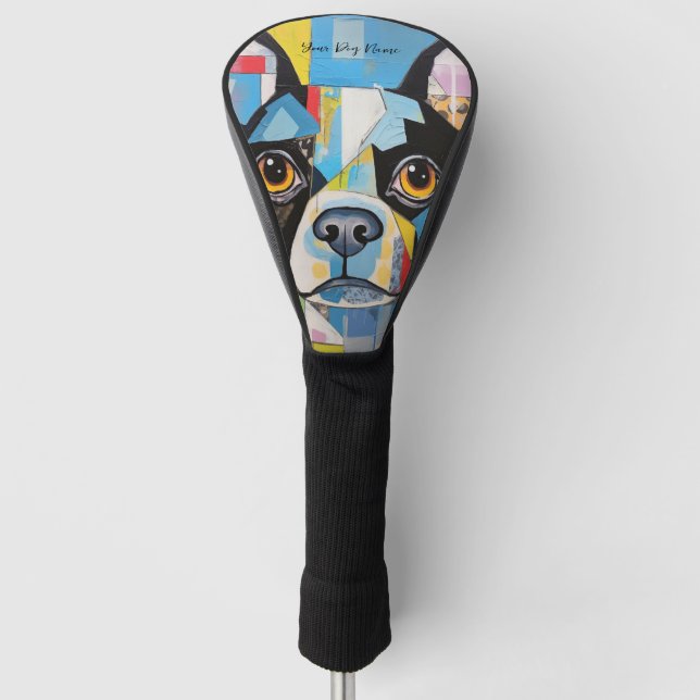 The Boston Terrier Dog Portrait 001 - Sable Gabrie Golf Head Cover (Front)