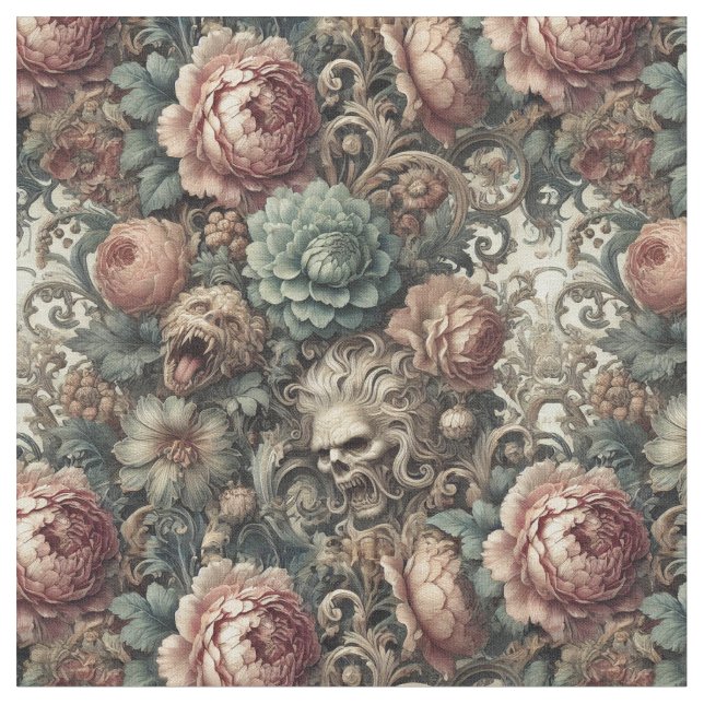 The Botanist’s Curse – Gothic Classic Tile Fabric (Close Up)