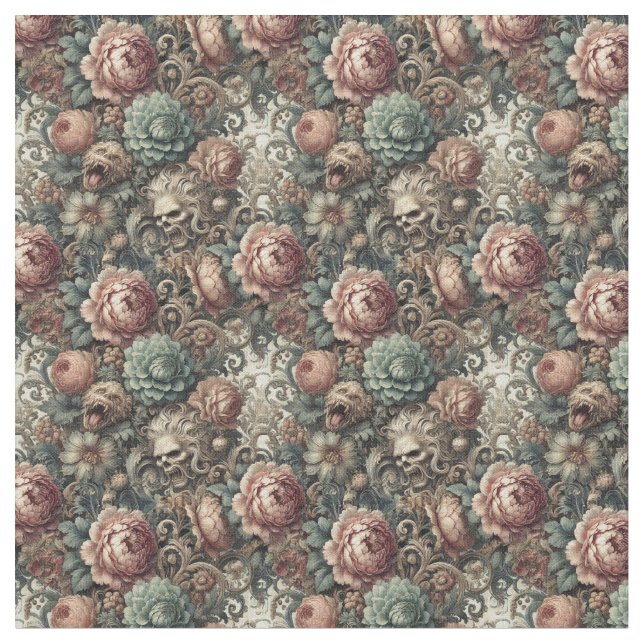 The Botanist’s Curse – Gothic Dense Tile Fabric (Close Up)