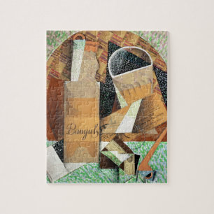 The Bottle of Banyuls, 1914 (gouache & collage) Jigsaw Puzzle