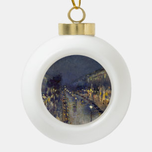 The Boulevard Montmartre at Night Pissarro  Ceramic Ball Christmas Ornament