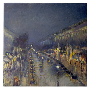The Boulevard Montmartre at Night Pissarro  Ceramic Tile
