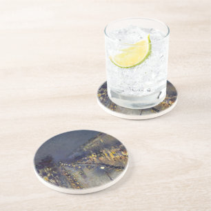The Boulevard Montmartre at Night Pissarro Coaster
