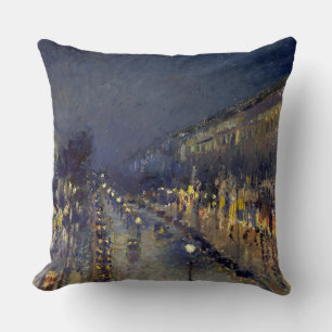 The Boulevard Montmartre at Night Pissarro  Cushion