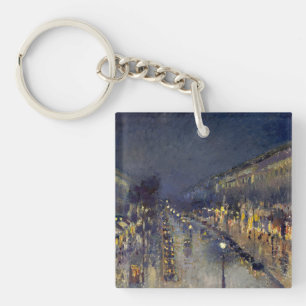 The Boulevard Montmartre at Night Pissarro Key Ring
