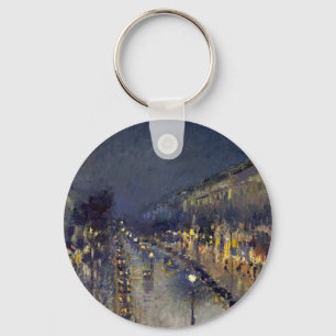 The Boulevard Montmartre at Night Pissarro Key Ring