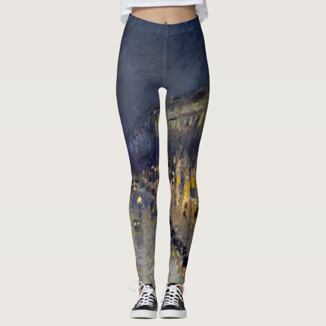 The Boulevard Montmartre at Night Pissarro  Leggings (Front)