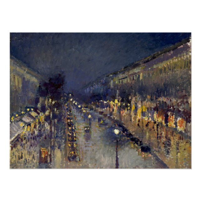 The Boulevard Montmartre at Night Pissarro  Poster (Front)