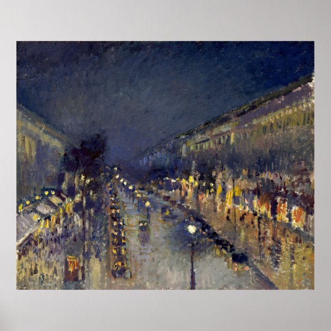 The Boulevard Montmartre at Night Pissarro  Poster (Front)