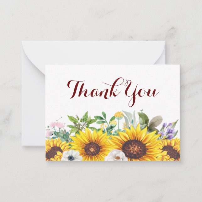 The Bouquet Of Sunflower Thank You Card (Front)