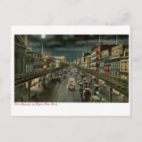 The Bowery, by Night, New York. Vintage.