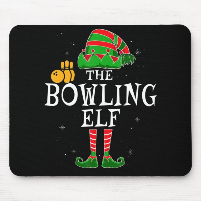 The Bowling Elf Group Matching Family Christmas Bo Mouse Pad (Front)