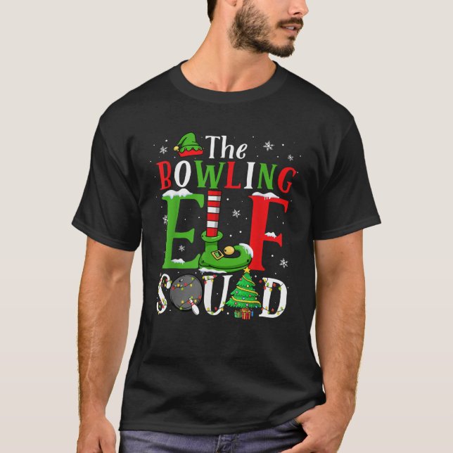 The Bowling Elf Squad Matching Bowling Player Xmas T-Shirt (Front)