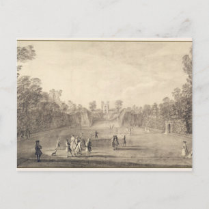 The Bowling Green at Claremont, 1738 (engraving) Postcard