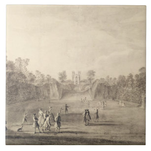 The Bowling Green at Claremont, 1738 (engraving) Tile