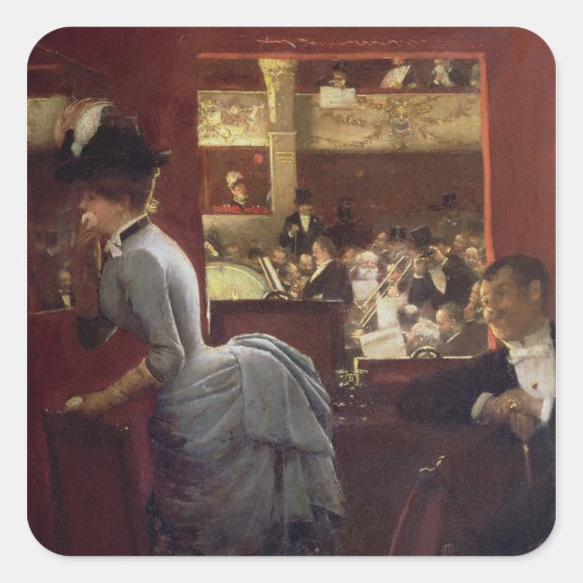 The Box by the Stalls, c.1883 Square Sticker (Front)