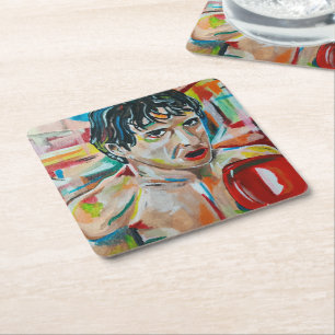 The Boxer Painting by Alfred Fox Square Paper Coaster