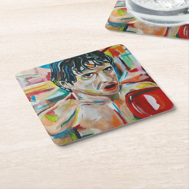 The Boxer Painting by Alfred Fox Square Paper Coaster (Angled)