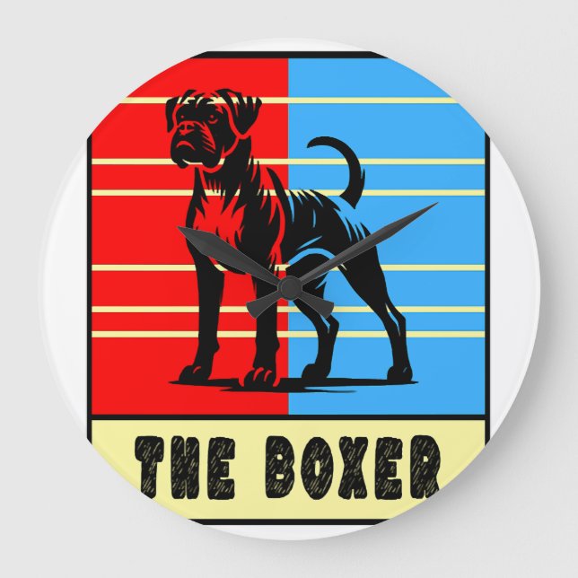 The Boxer - Strong Dog Large Clock (Front)