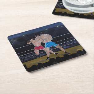 The Boxers Painting by Alfred Fox Square Paper Coaster