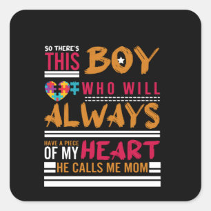 the boy who will always has a piece heart square sticker