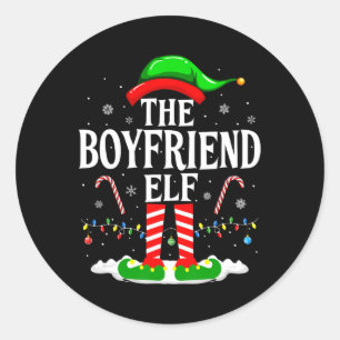The Boyfriend Elf Funny Xmas Elf Matching Family C Classic Round Sticker