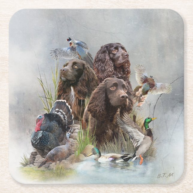 The Boykin Spaniel Square Paper Coaster (Front)