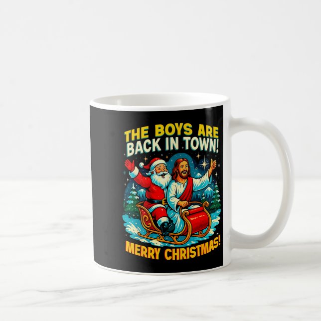 The Boys Are Back In Town Merry Christmas Design  Coffee Mug (Right)
